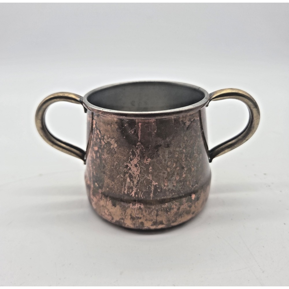 vintage two-handled baby cup (Loving cup) Silver / Copper Tone